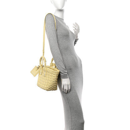 Balenciaga Varnished Faux Calfskin Braided XS Bistro Basket Pale Yellow 2 of 10