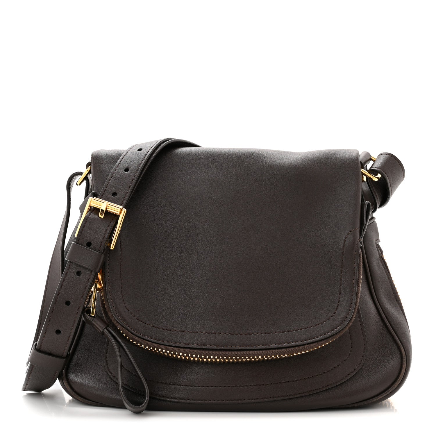 Tom Ford Grained Calfskin Medium Jennifer Crossbody Bag Brown 1 of 11