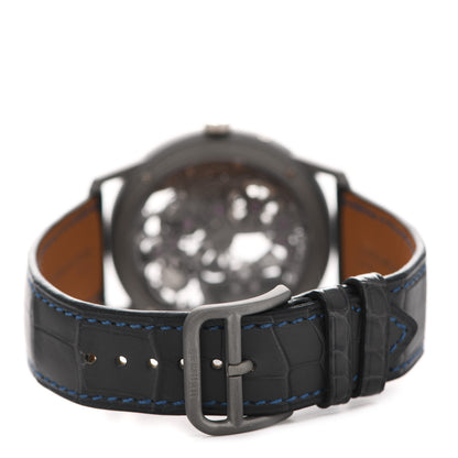 Hermes Platinum Titanium Alligator 39.5mm Slim d'Hermes Squelette Lune Automatic Watch Graphite 3 of 5