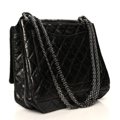 Chanel Metallic Aged Calfskin Quilted Reissue 2.55 Accordion Flap Black 3 of 8