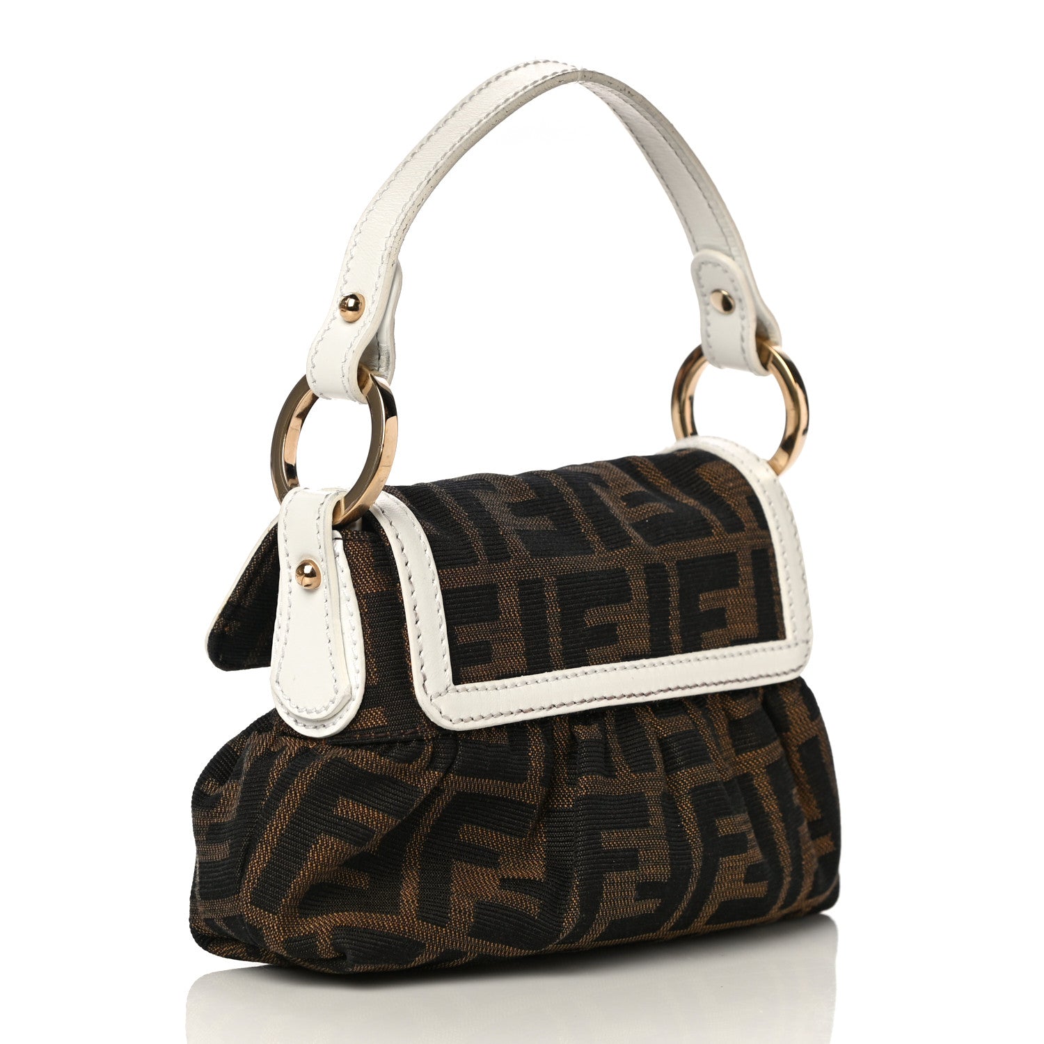 Fendi Zucca Cuoio Lucido Mini Chef Shoulder Bag Tobacco White 3 of 12