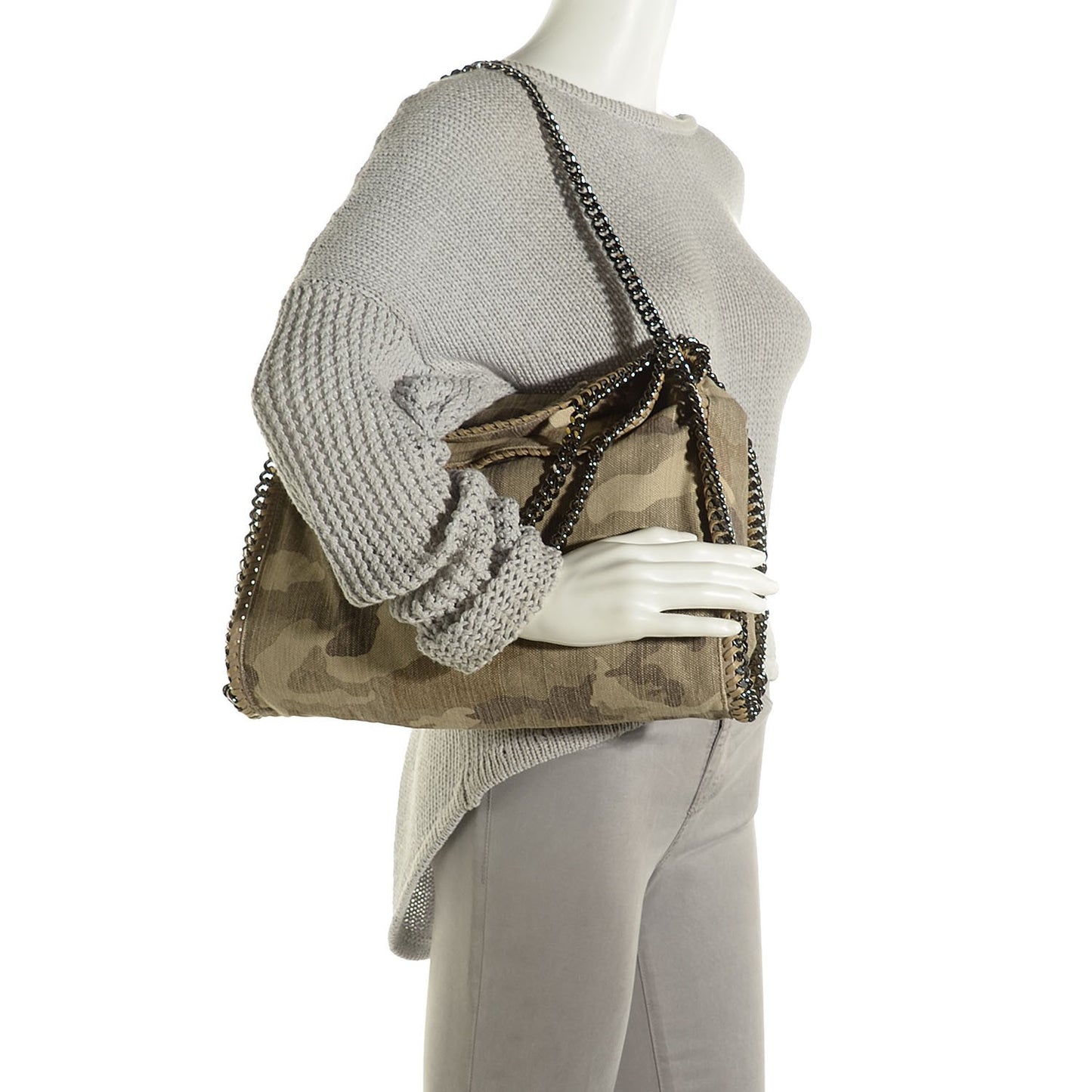 Denim Falabella Fold Over Tote Sand