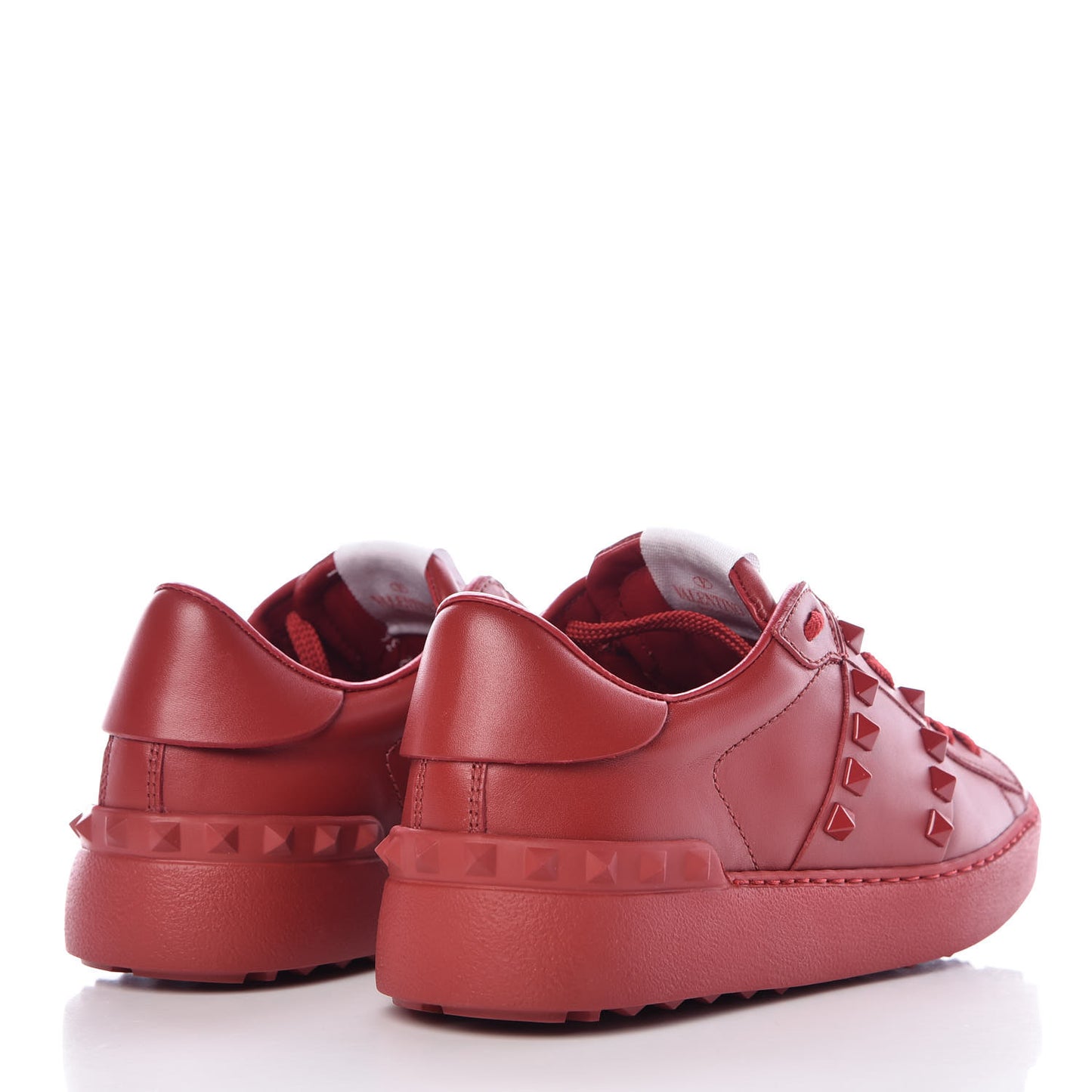 Calfskin Rockstud Untitled Open Sneakers 36 Rosso Valentino