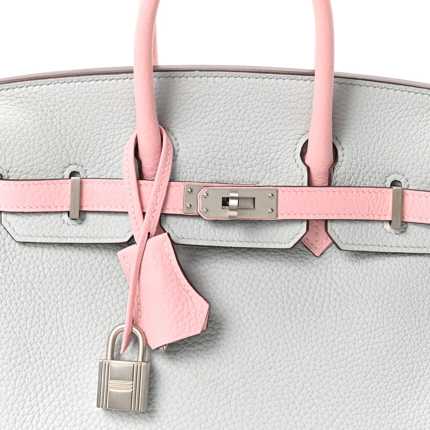 Hermes Togo Horseshoe Birkin 25  Bleu Pale Rose Sakura 8 of 11