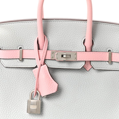 Hermes Togo Horseshoe Birkin 25  Bleu Pale Rose Sakura 8 of 11