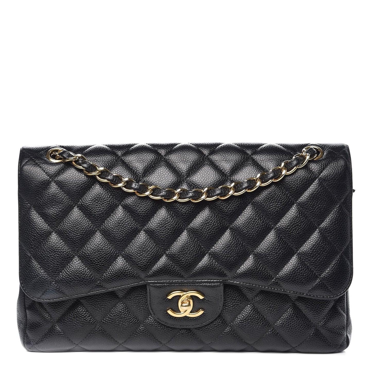 Caviar Quilted Jumbo Double Flap Black