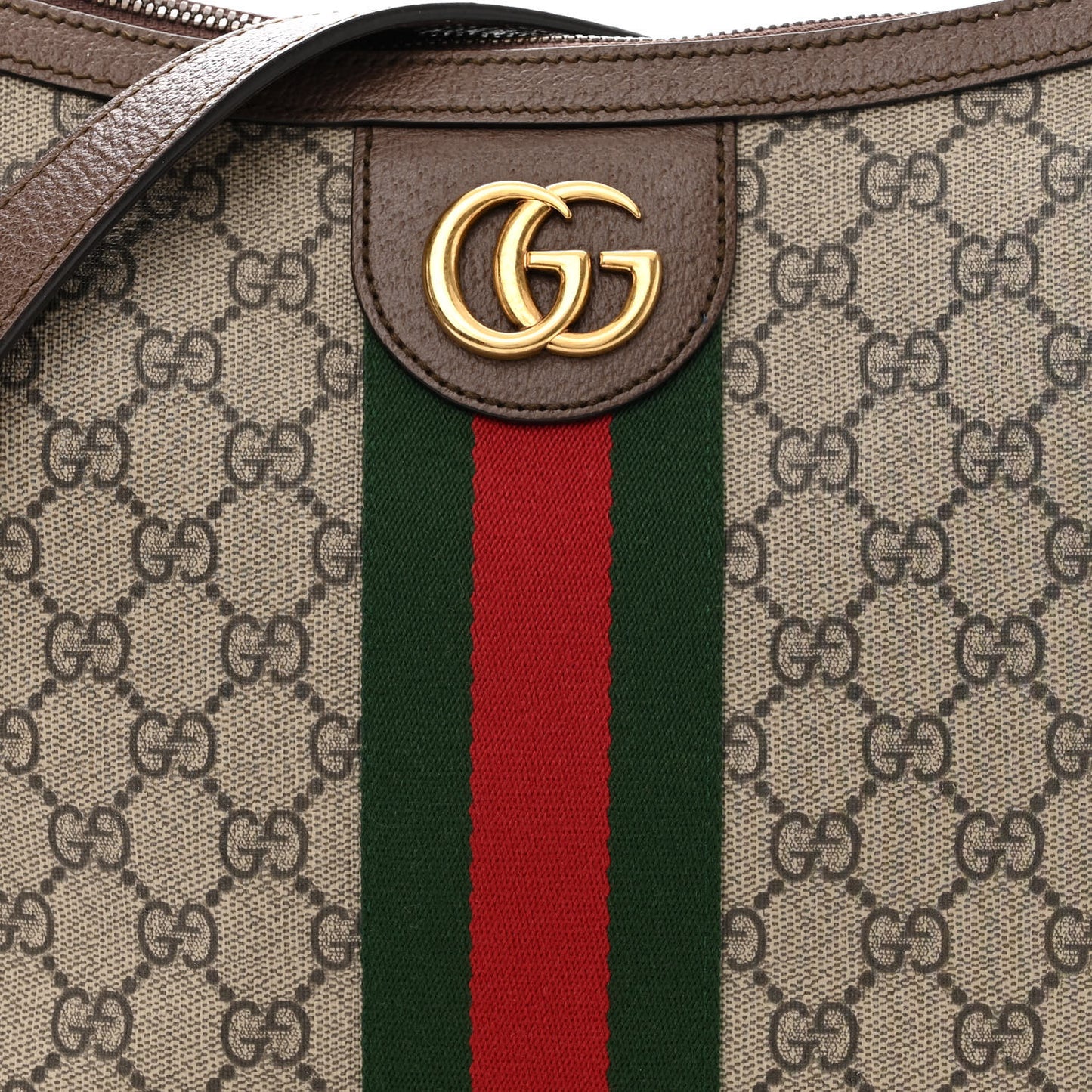 GG Supreme Monogram Web Small Ophidia Half Moon Hobo Brown