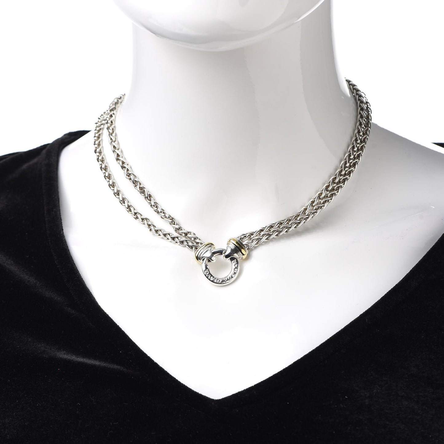 Sterling Silver 18K Yellow Gold 8mm Double Wheat Chain Necklace