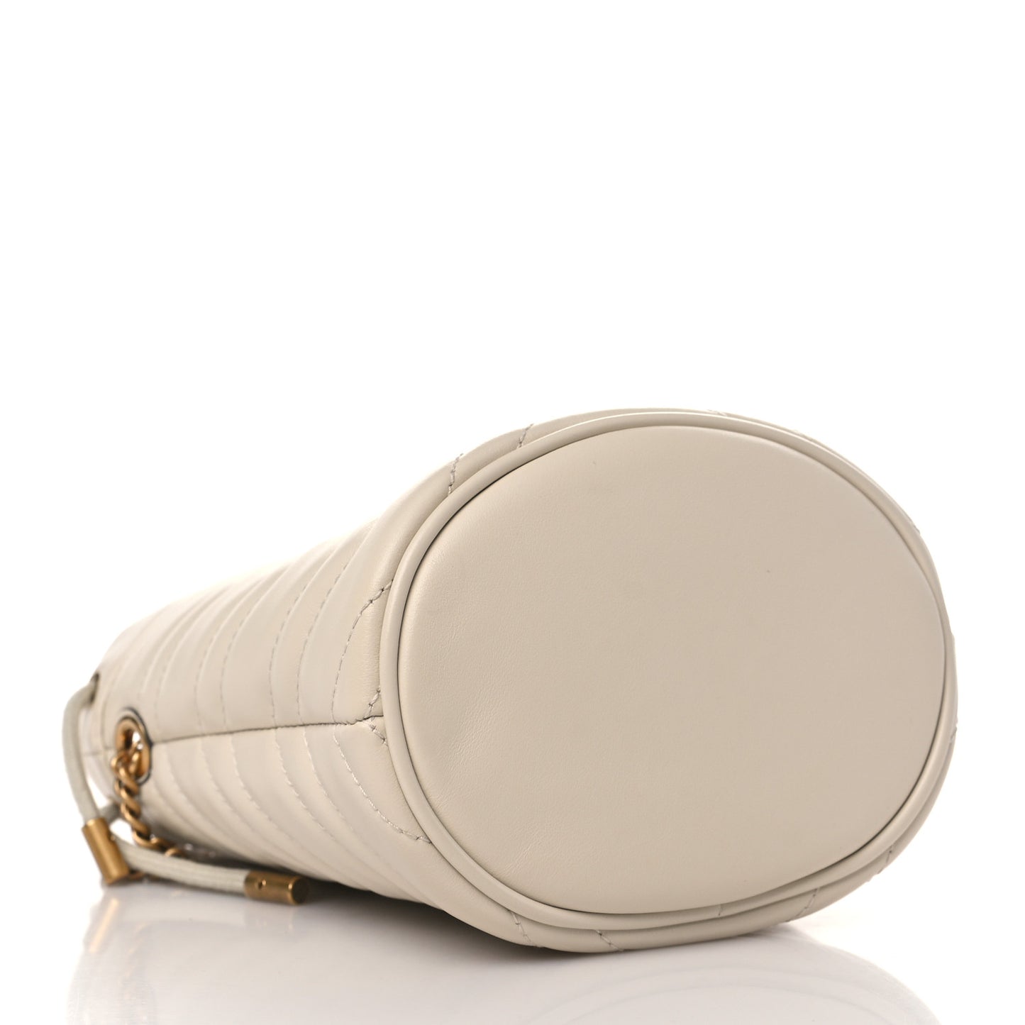 Calfskin Matelasse Mini GG Marmont 2.0 Bucket Bag White