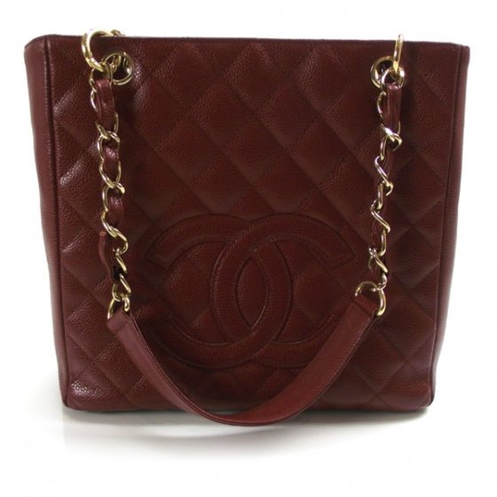 Caviar Petit Shopping Tote PST Dark Red