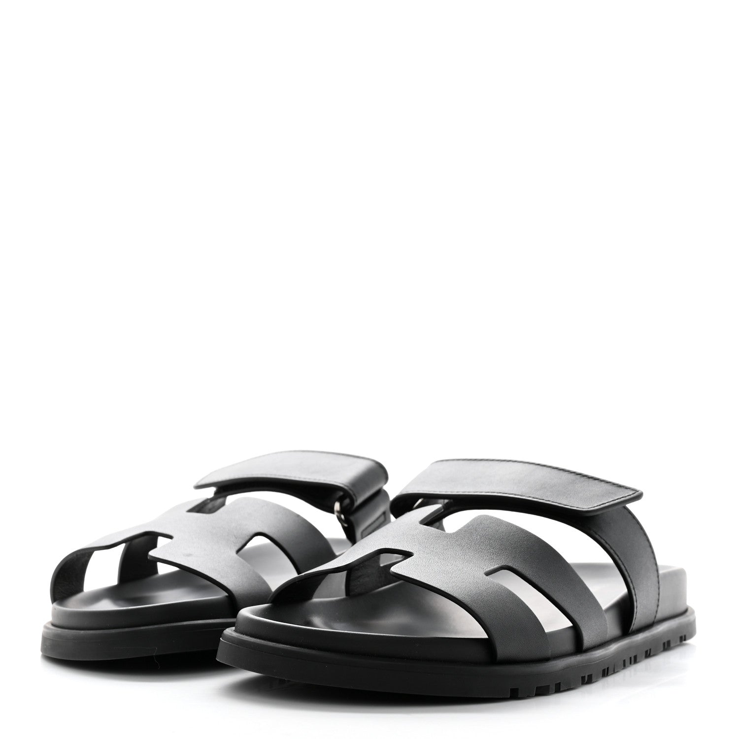 Hermes Calfskin Womens Chypre Sandals 37 Black 3 of 9