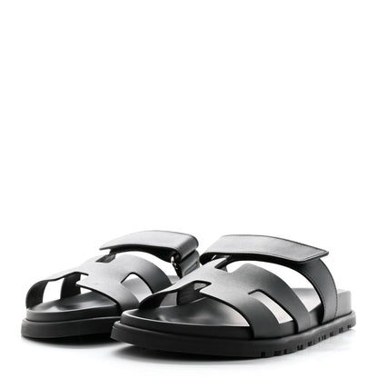 Hermes Calfskin Womens Chypre Sandals 37 Black 3 of 9