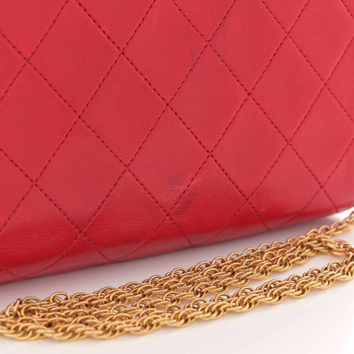 Lambskin Quilted Small Single Flap Red