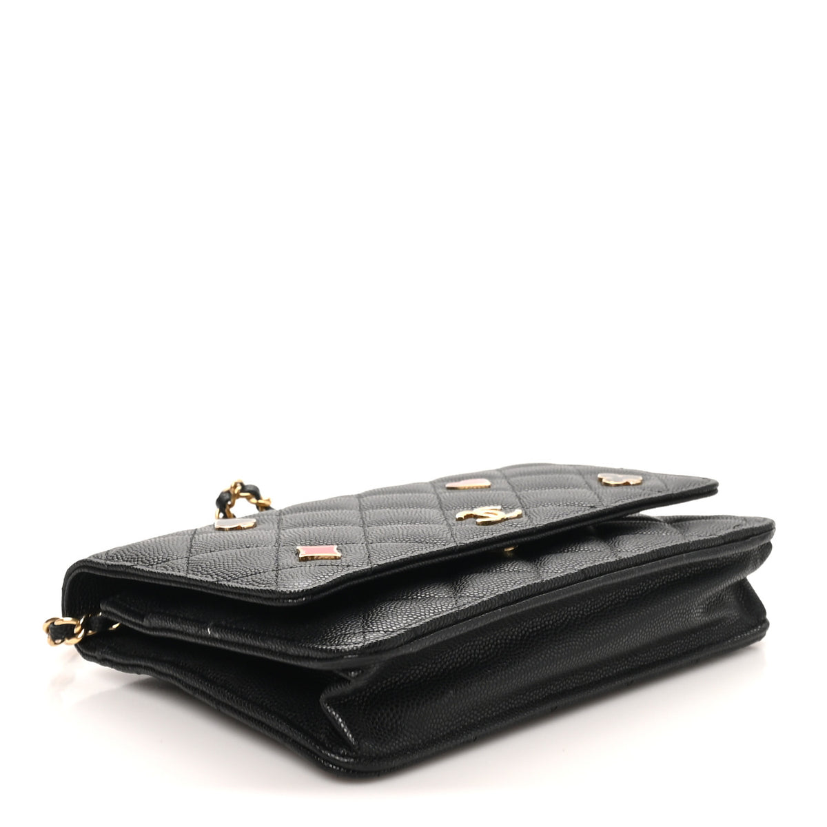 Chanel Caviar Quilted Enamel Coco Casino Wallet On Chain WOC Black 4 of 10