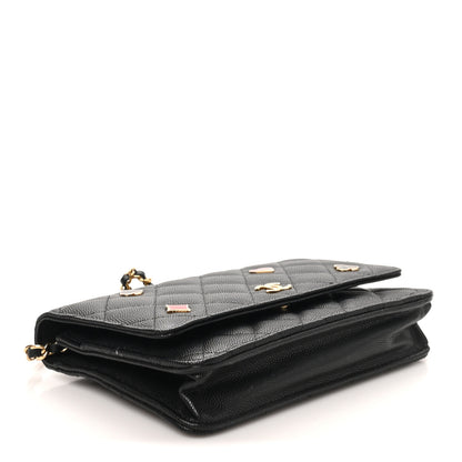 Chanel Caviar Quilted Enamel Coco Casino Wallet On Chain WOC Black 4 of 10