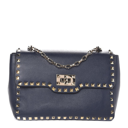 Valentino Garavani Vitello Rockstud Chain Strap Shoulder Bag Marine 1 of 7