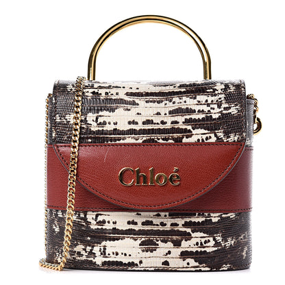 Chloe Calfskin Lizard Embossed Small Aby Lock Sepia Brown 1 of 6