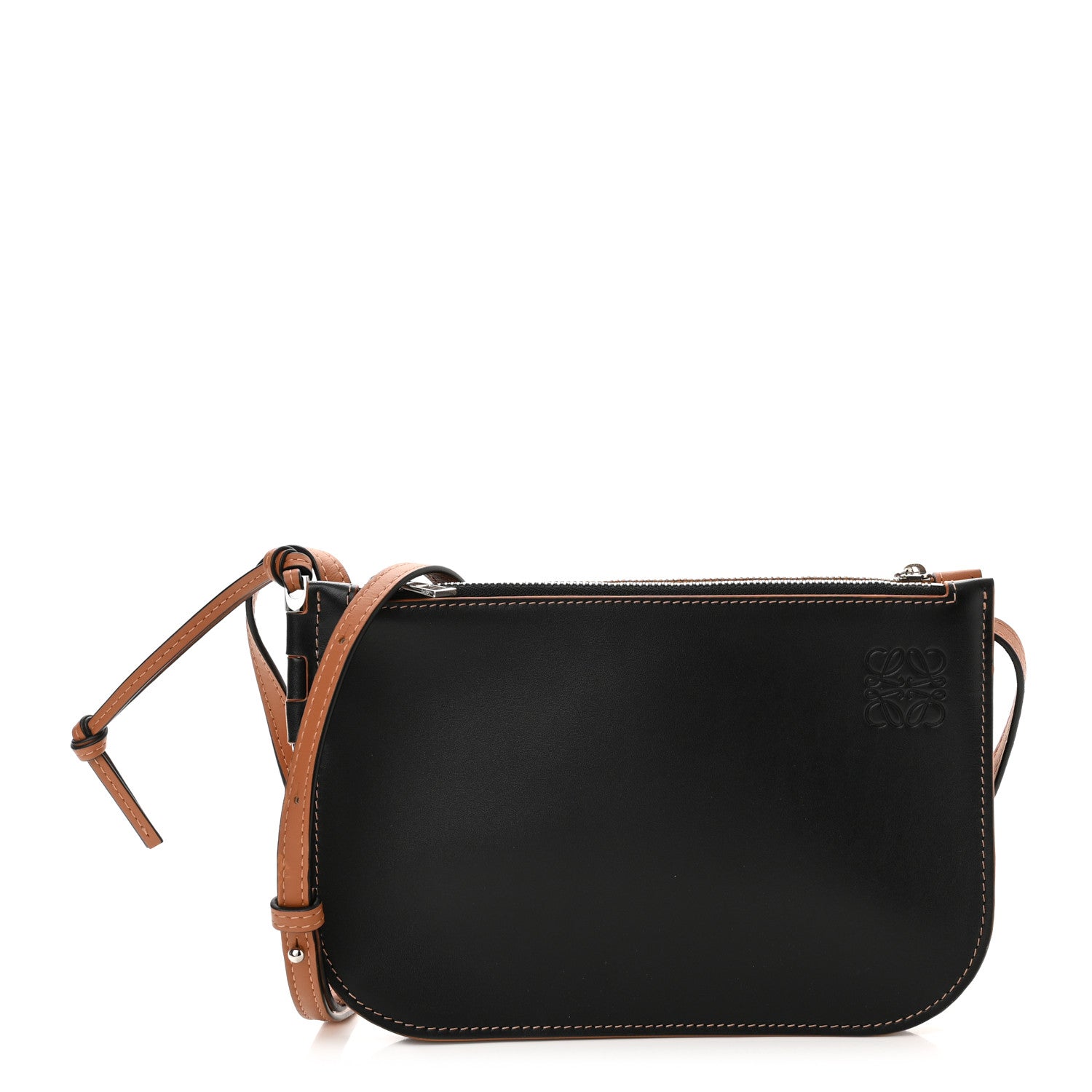 Loewe Smooth Calfskin Double Zip Crossbody Black Tan 1 of 10