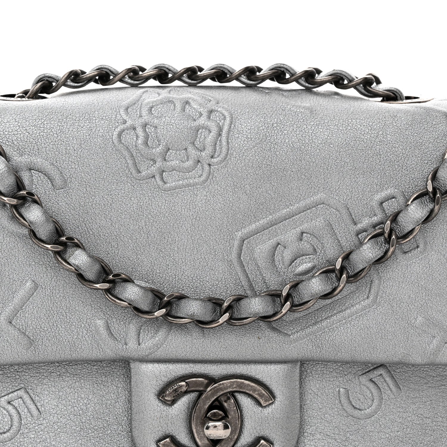 Chanel Metallic Lambskin Symbols Medium Single Flap Silver 8 of 11