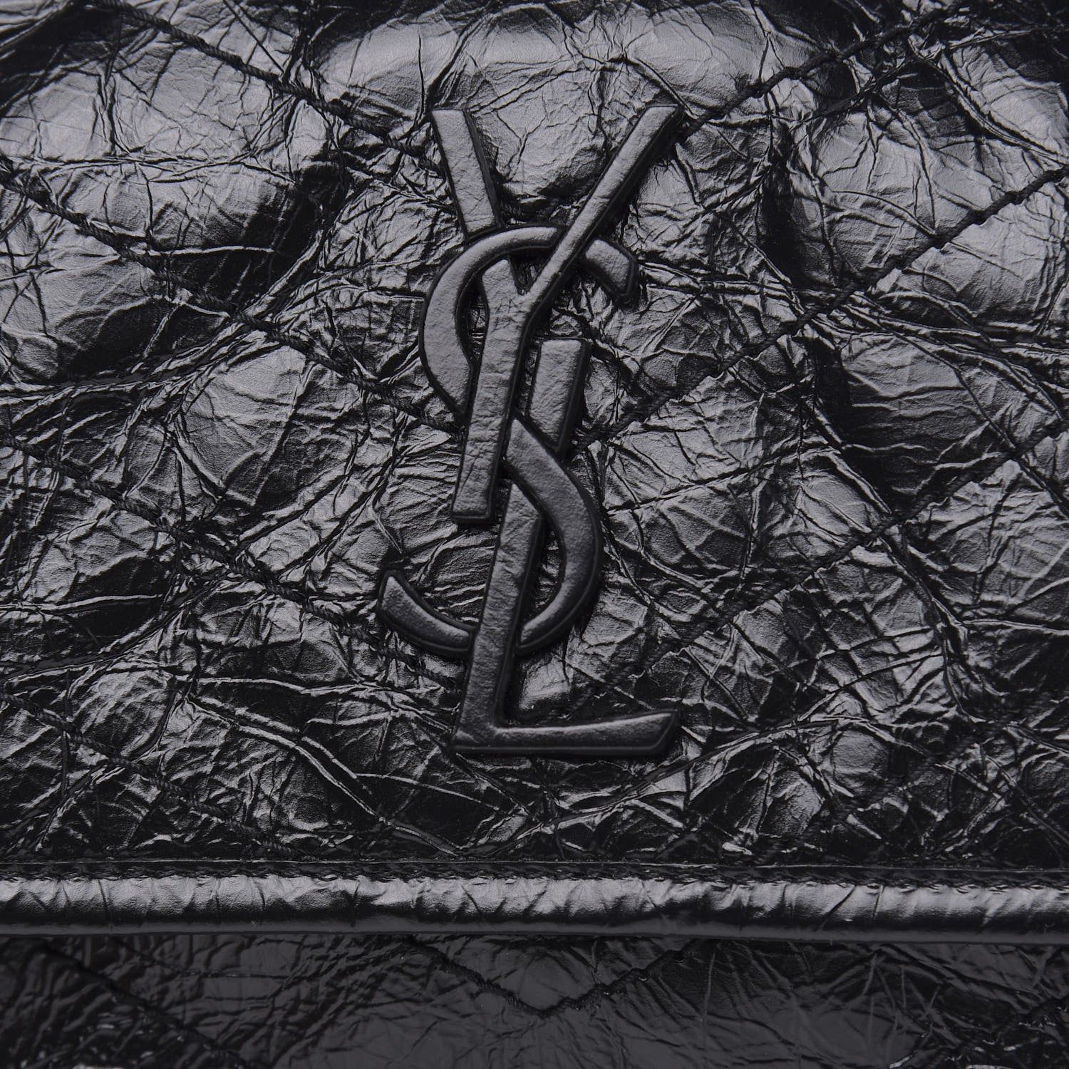 Saint Laurent Crinkled Calfskin Matelasse Monogram Large Niki Chain Satchel Black 11 of 11