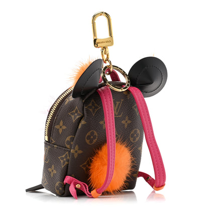 Louis Vuitton Monogram Calfskin Mink Fur Palm Springs Bear Bag Charm Key Holder Pink Orange 2 of 11