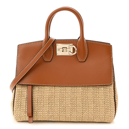 Salvatore Ferragamo Wicker Calfskin Medium The Studio Bag Naturale Brown 1 of 10