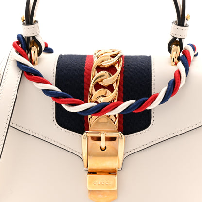 Gucci Calfskin Mini Sylvie Top Handle Bag White 8 of 10