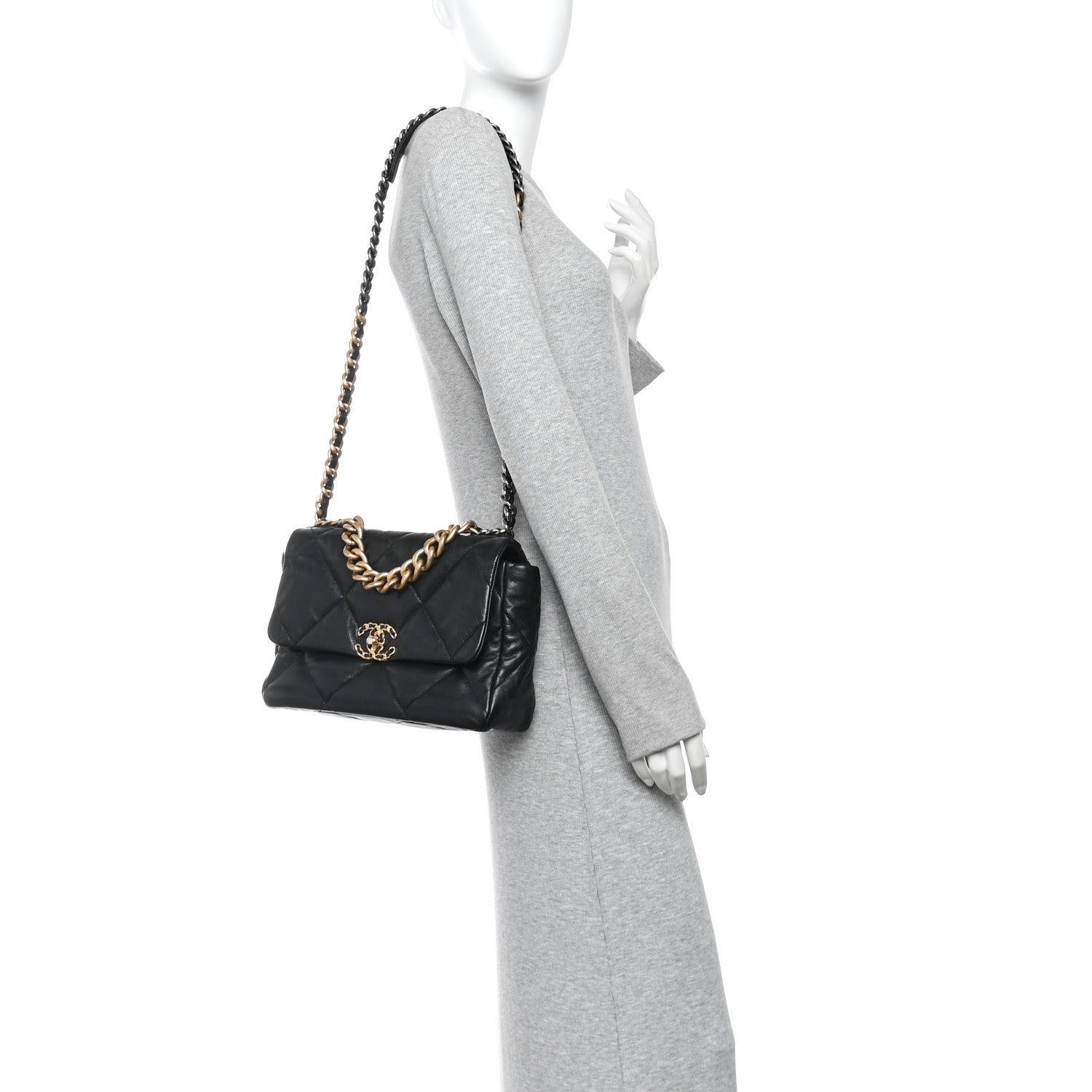Chanel Goatskin Quilted Large Chanel 19 Flap Black 2 of 10