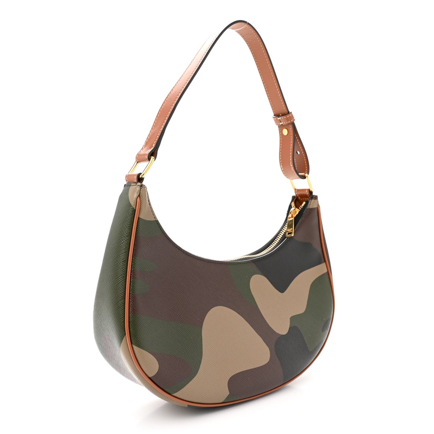 Canvas Calfskin Camouflage Ava Logo Triomphe Shoulder Bag Khaki