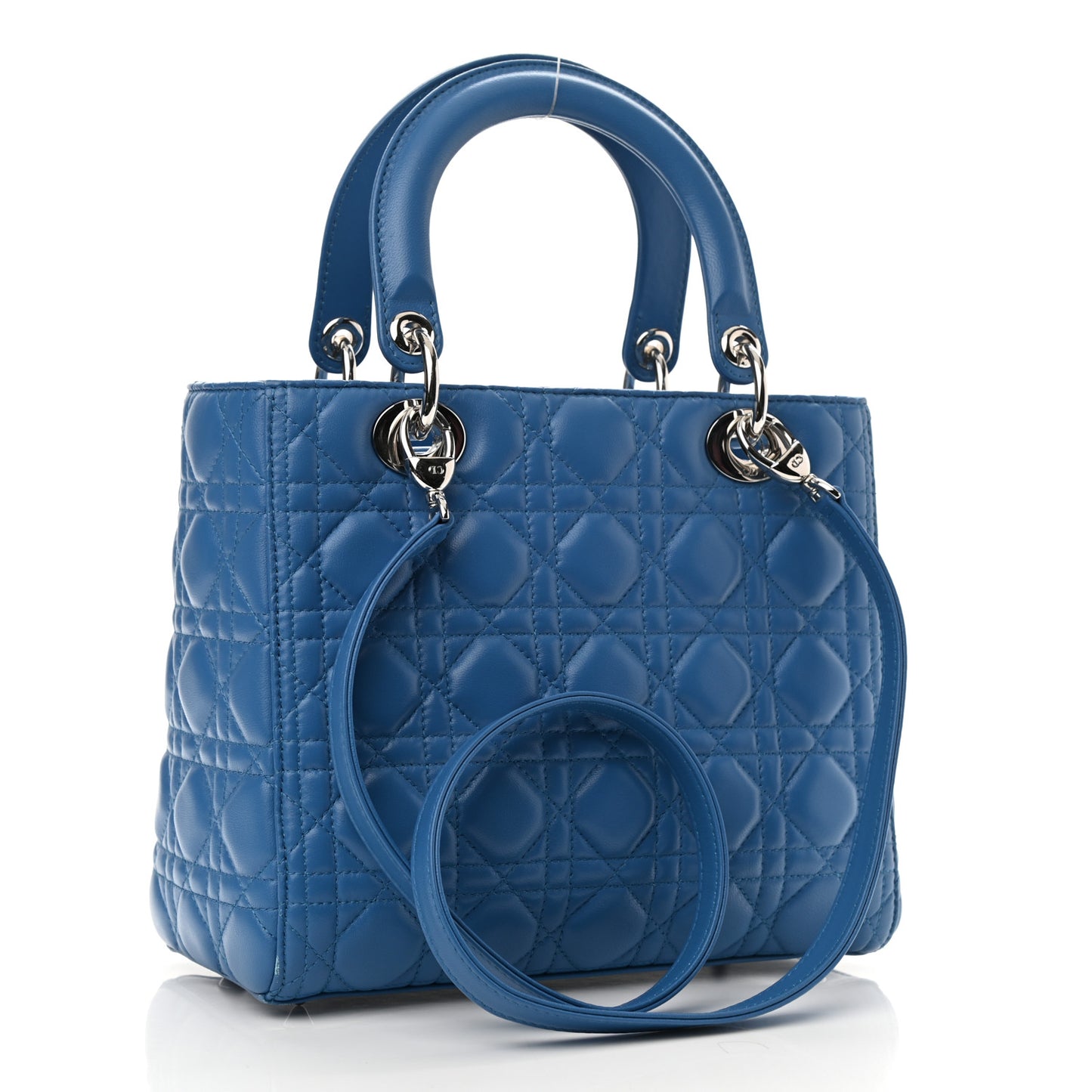 Lambskin Cannage Medium Lady Dior Blue Pastel