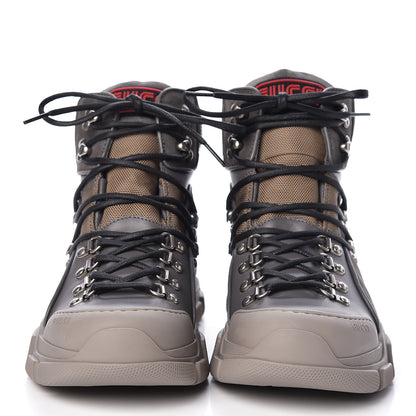 Gucci X SEGA Calfskin Suede Technical Canvas Mens Flashtrek High-Top Sneakers 7 Loess Ardesia 2 of 9