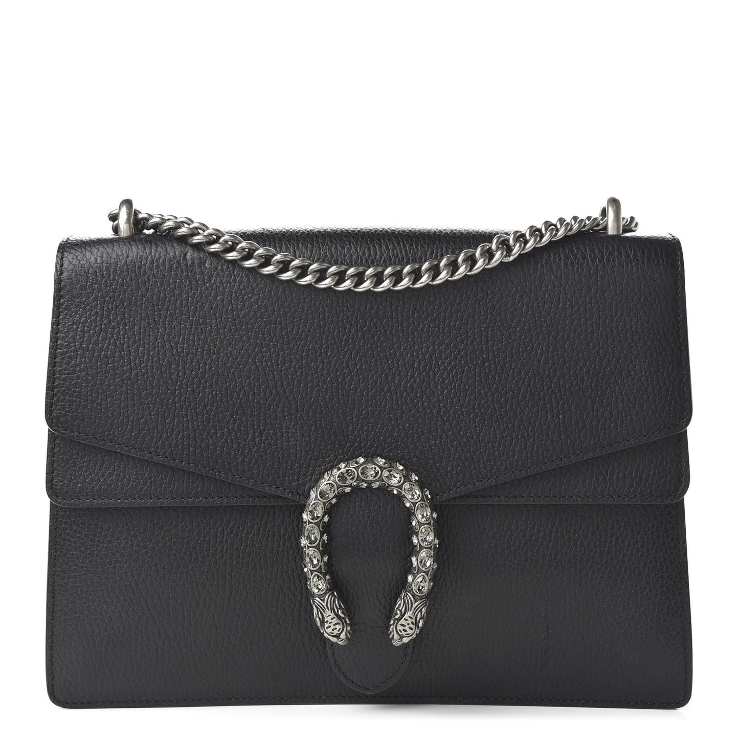 Dollar Calfskin Crystal Medium Dionysus Shoulder Bag Black Black Diamond