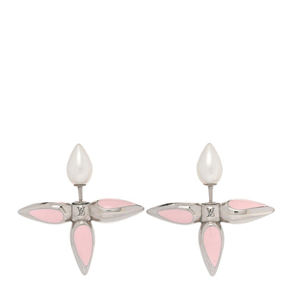 Louis Vuitton Metal Louisette Earrings Silver Rose 1 of 6