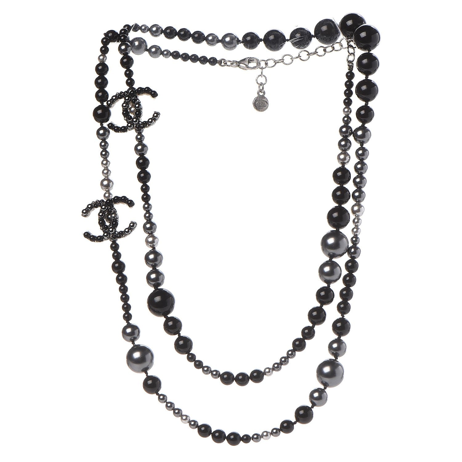 Chanel Pearl Beaded CC Long Necklace Black 3 of 6