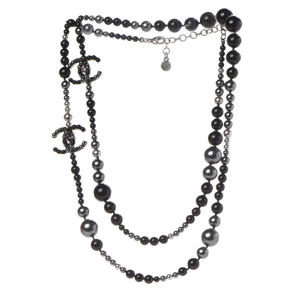 Chanel Pearl Beaded CC Long Necklace Black 3 of 6