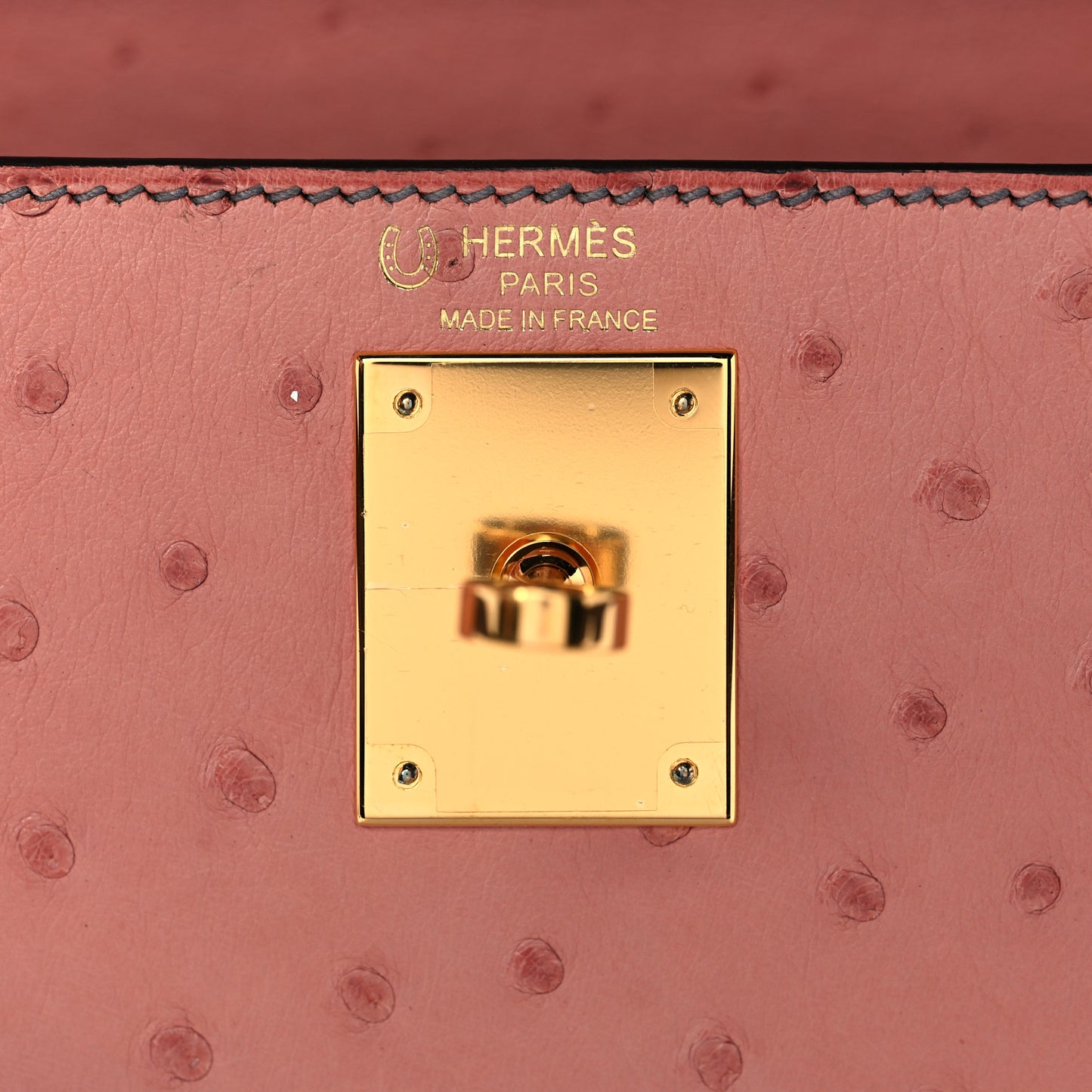 Ostrich Horseshoe Kelly Sellier 28 Terre Cuite Gris Agate