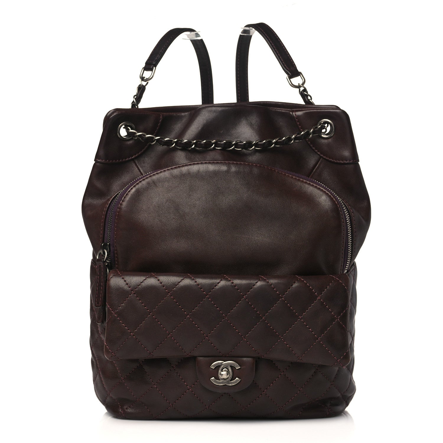 Chanel Lambskin Quilted Drawstring Backpack Brown 1 of 9