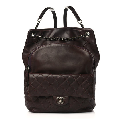 Chanel Lambskin Quilted Drawstring Backpack Brown 1 of 9