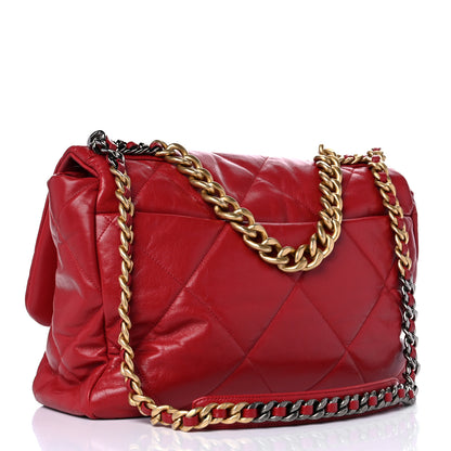 Chanel Goatskin Quilted Maxi Chanel 19 Flap Red 3 of 16