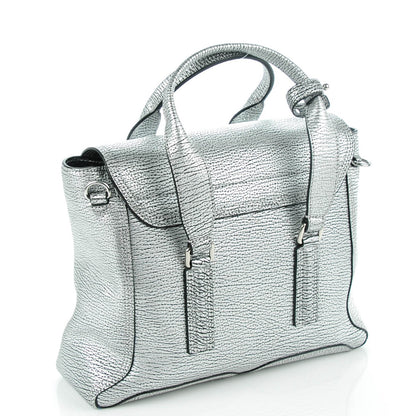 3.1 Phillip Lim 3.1 Textured Calfskin Medium Pashli Satchel Silver 3 of 7
