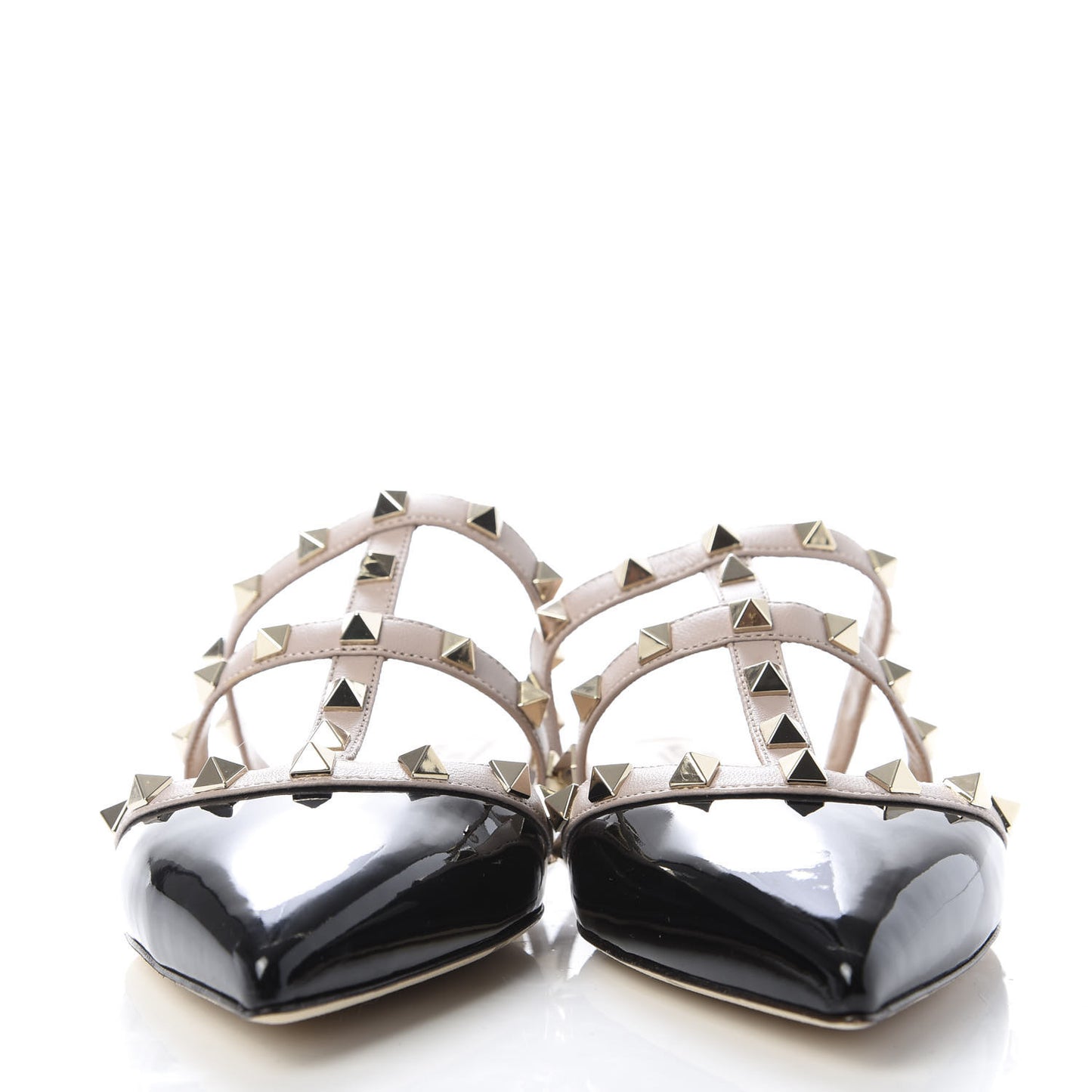 Patent Rockstud Flat Cage Mules 37 Black Poudre