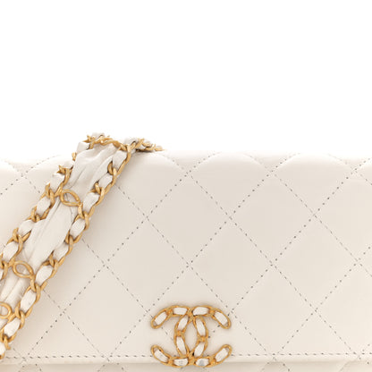 Chanel Lambskin Quilted Chanel 19 Flap Phone Holder With Chain White 8 of 14