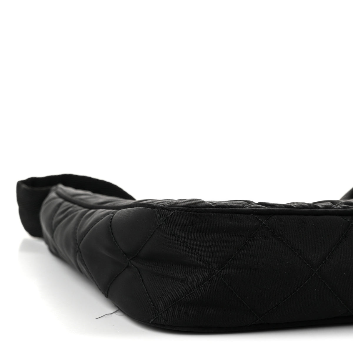 Prada Tessuto Nylon Stitched Shoulder Bag Black 10 of 13