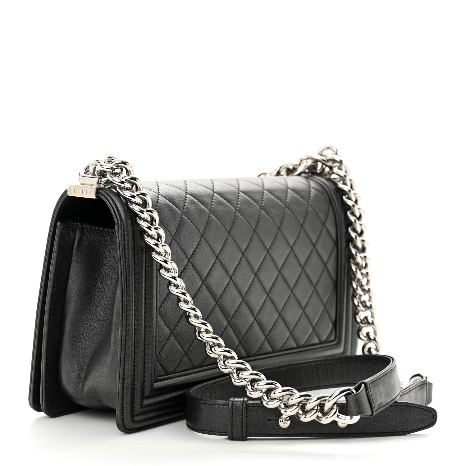 Chanel Lambskin Quilted Gradient Crystal Medium Boy Flap Black 3 of 10