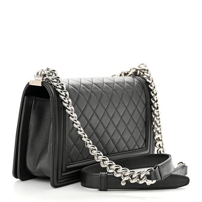 Chanel Lambskin Quilted Gradient Crystal Medium Boy Flap Black 3 of 10