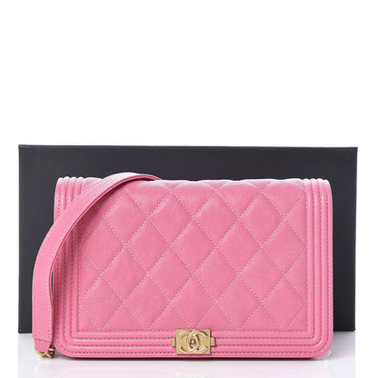 Chanel Caviar Quilted Boy Wallet On Chain WOC Pink 12 of 12