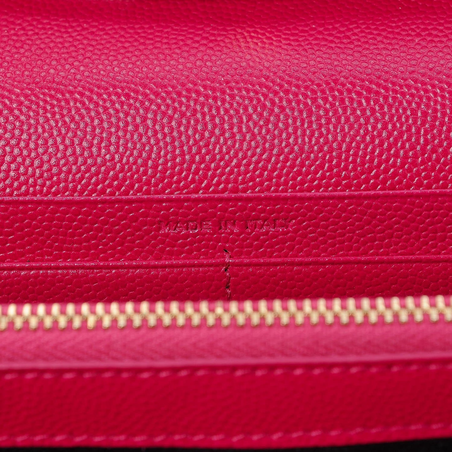 Grain De Poudre Matelasse Chevron Monogram Chain Wallet Lipstick Fuchsia