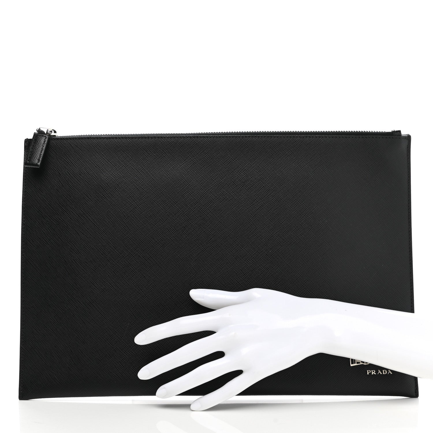 Prada Saffiano Voyage Flat Pouch Black 2 of 8