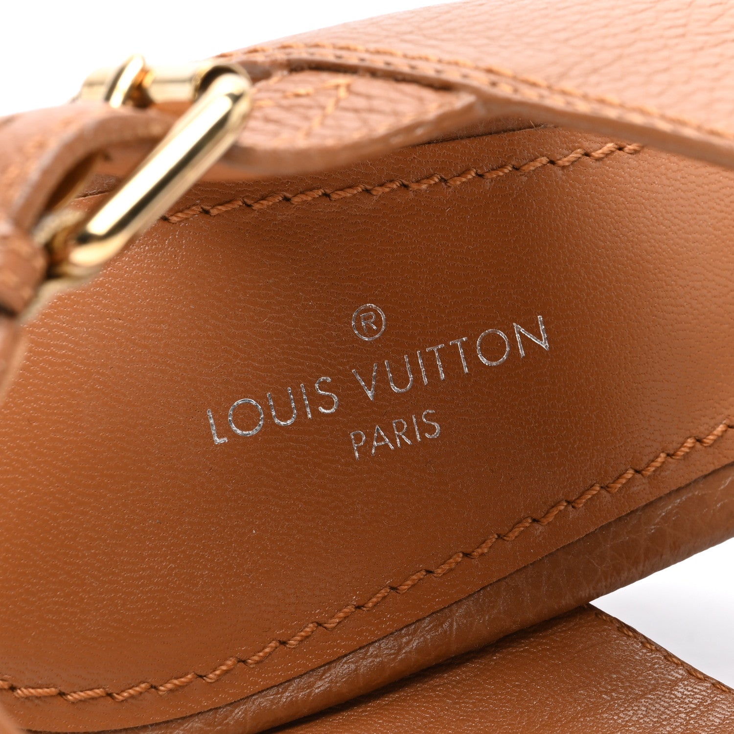 Louis Vuitton Calfskin Vedette Wedge Sandals 37 in Brown 7 of 7