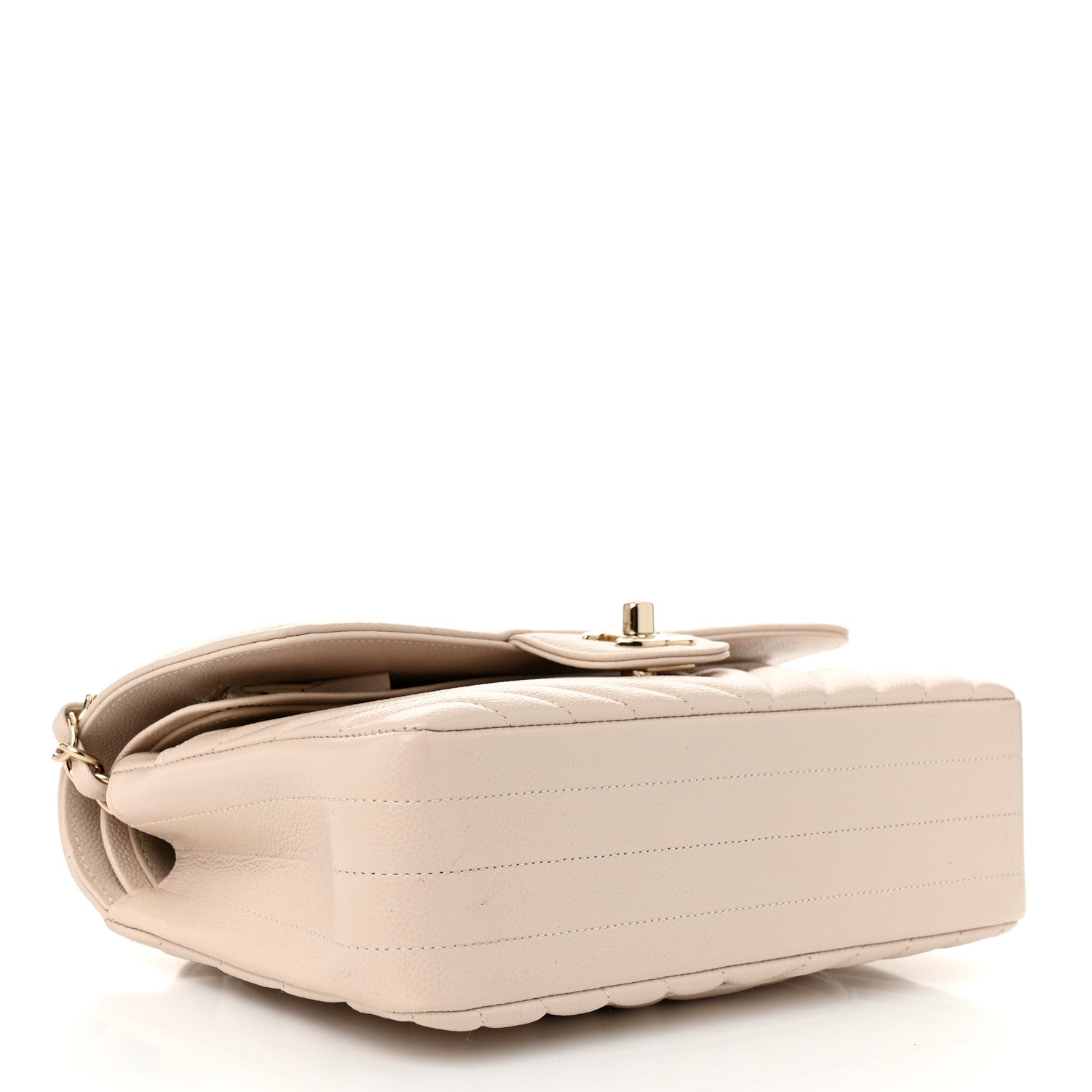 Chanel Caviar Chevron Quilted Small Double Flap Beige 4 of 10